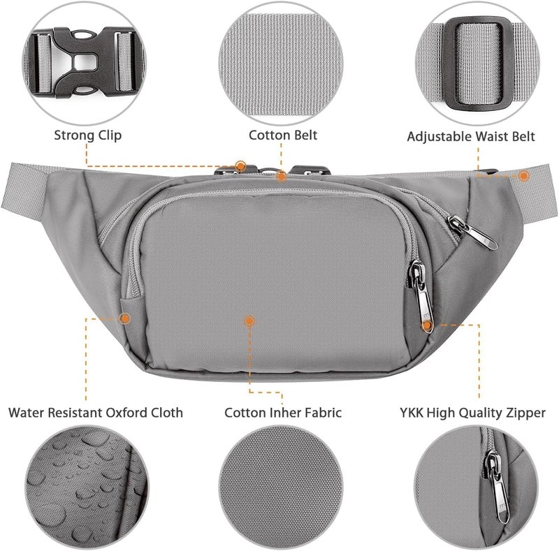 Syican Large Fanny Pack for Women Men - Waist bag with 3-Zipper Pockets, Gifts for Enjoy Sports Traveling Workout Casual Hands-Free crossbody bags Fits MAX 7.9'' iPad & 6.6'' Phone - Image 5